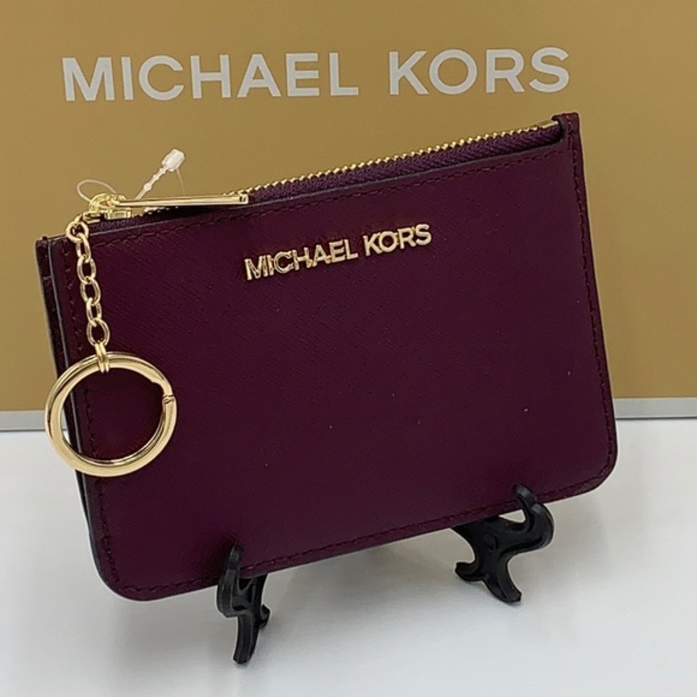 MICHAEL KORS SMALL TOP ZIP COINPOUCH WITH ID BORDEAUX COLOR